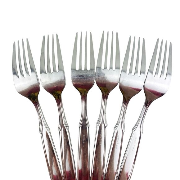 6 x Oneida Berkshire Dinner Forks Stainless 18/10 Glossy 8 1/8” Flatware Fork - Picture 8 of 11